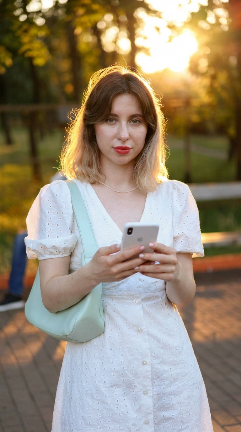 Девушка с телефоном — приложение Легче